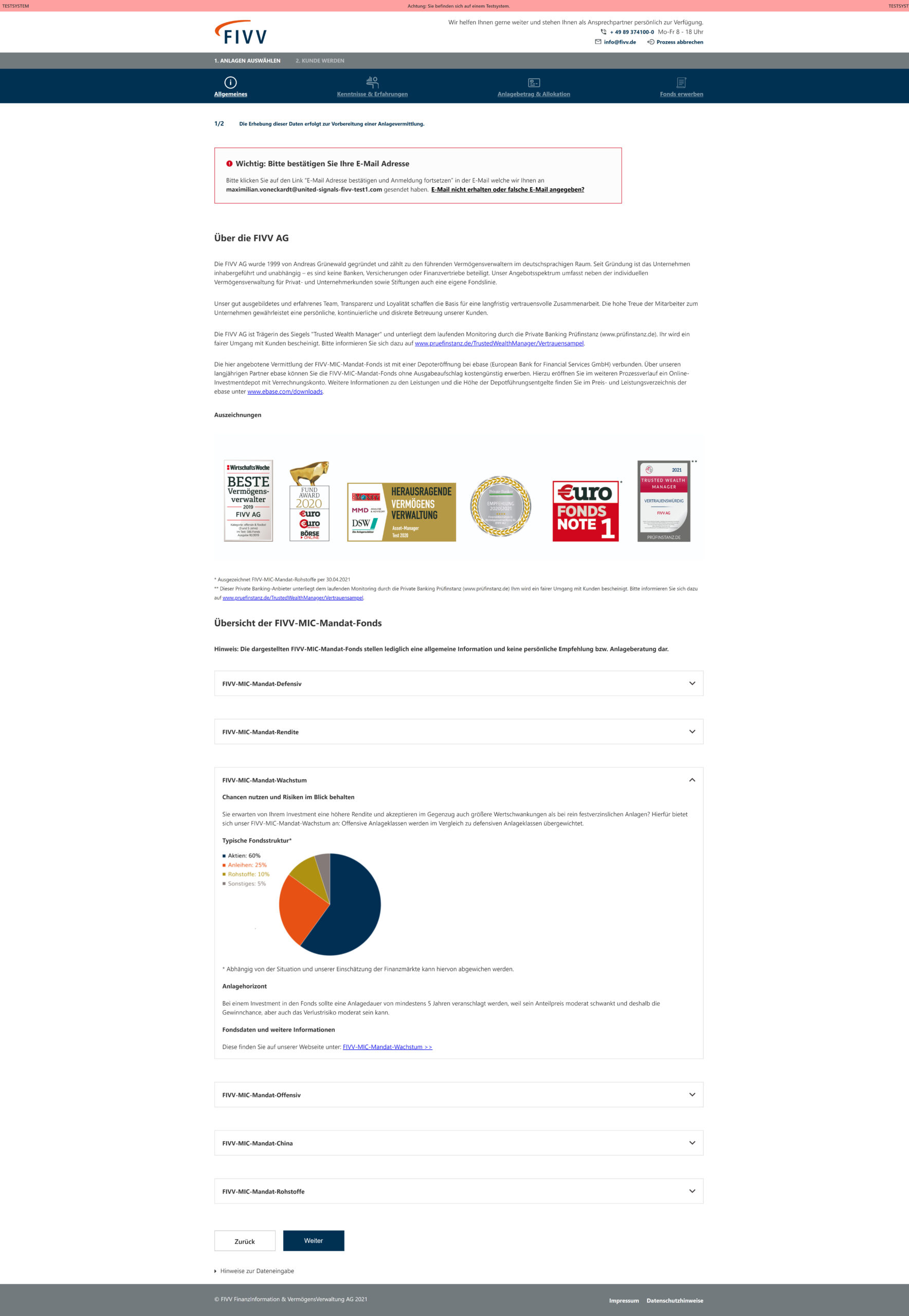 Screenshot Onboardingstrecke
