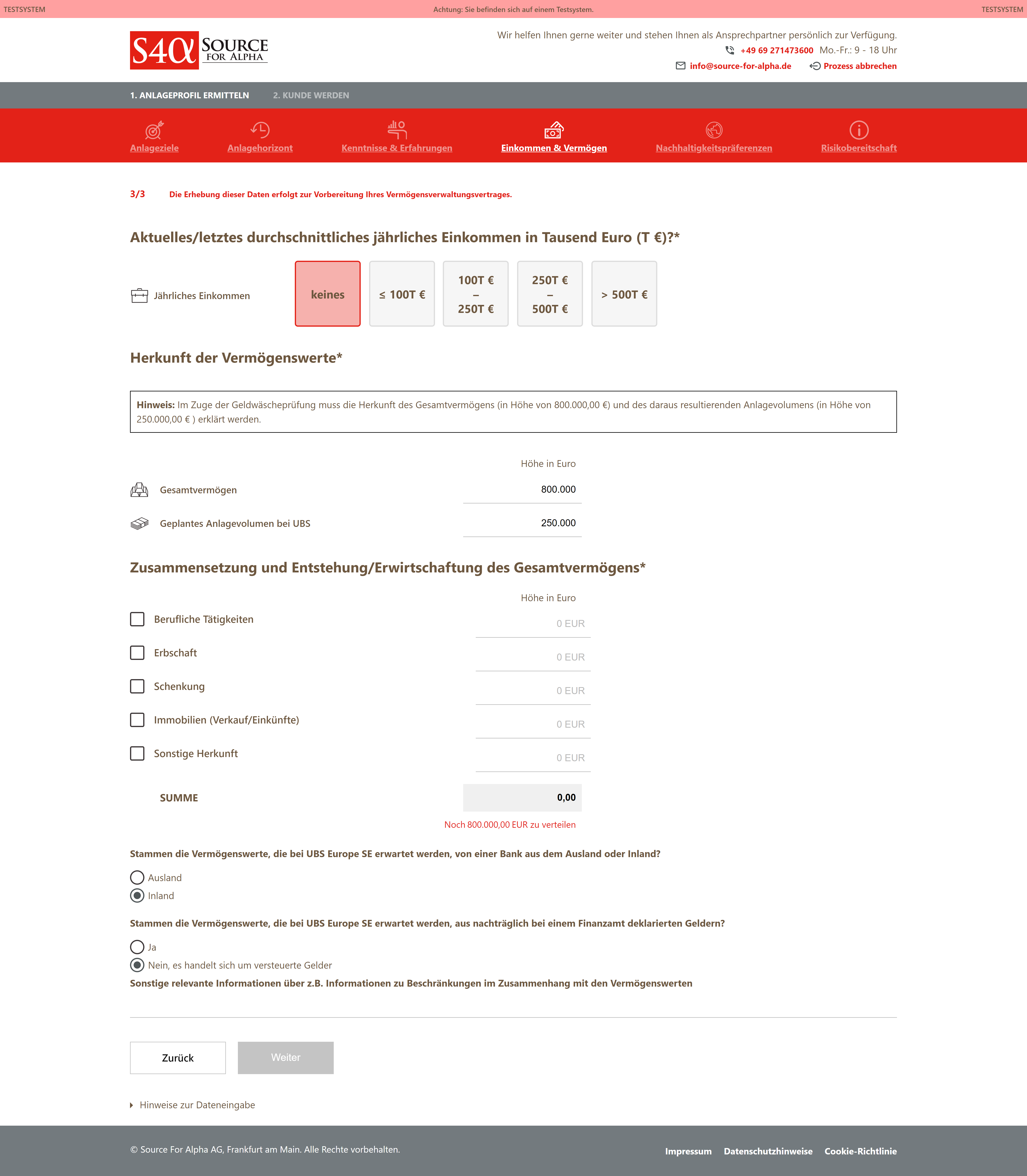 Screenshot Onboardingstrecke