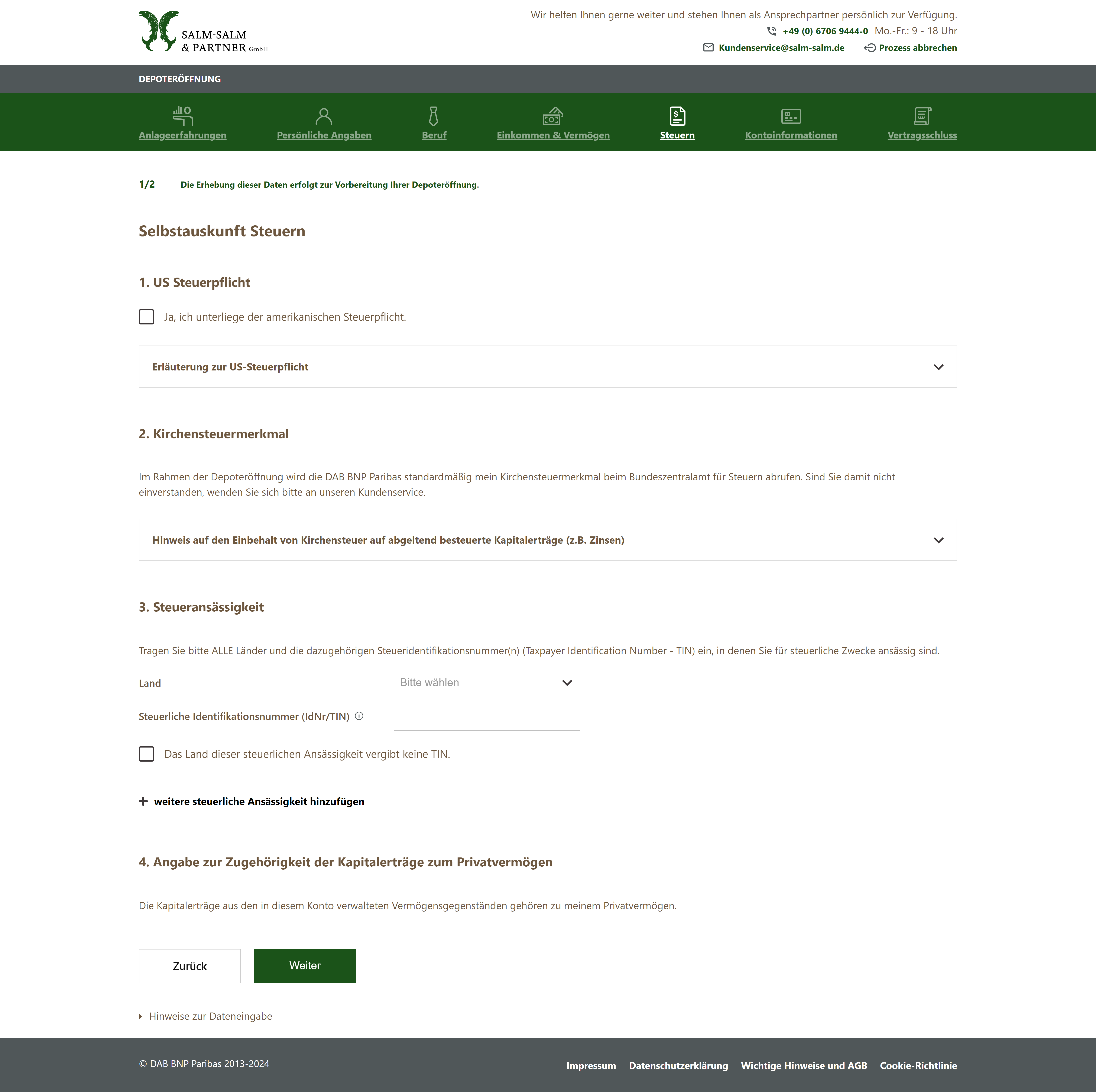 Screenshot Onboardingstrecke